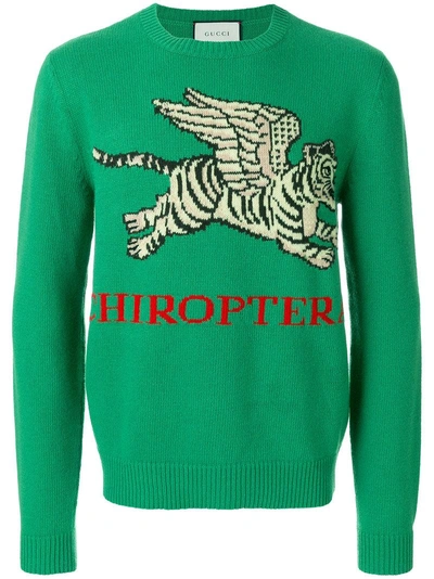 Gucci Flying Tiger Sweater In Green