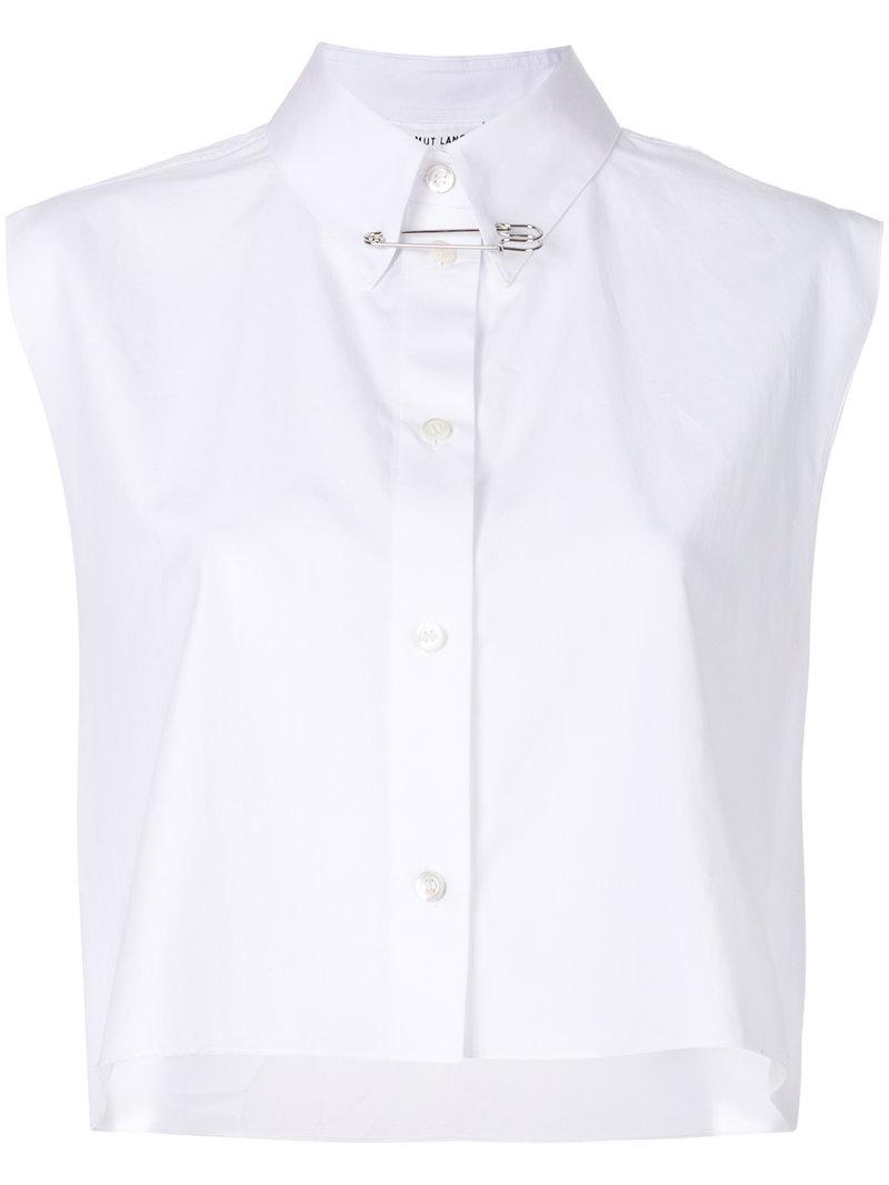 Helmut Lang Short Sleeved Cropped Shirt In White | ModeSens