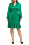 Estelle Nina Shirred Dress In Green