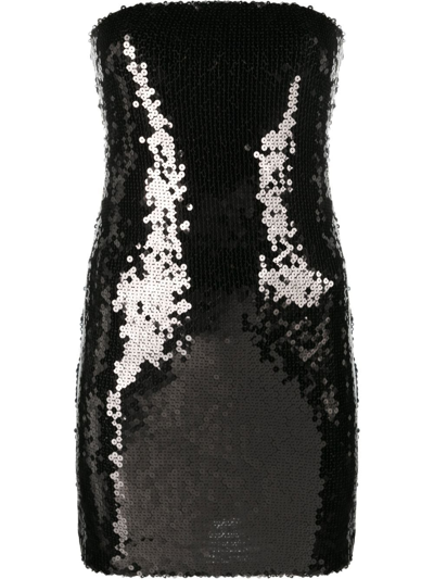 The Andamane Gisele Stretch Sequins Mini Dress In Black