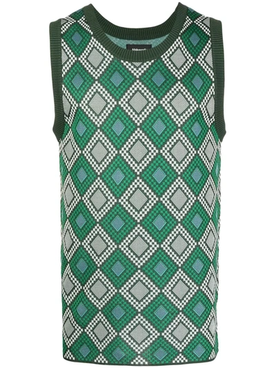 Ahluwalia Geometric-pattern Knitted Tank Top In Green Multi
