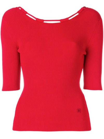 Carven Knit Elbow-length Tee In Red Pepper