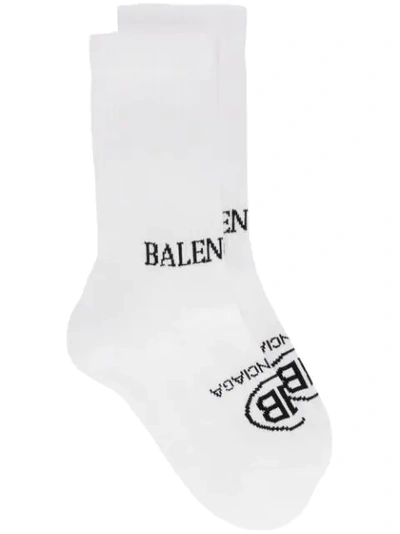Balenciaga Logo-jacquard Cotton-blend Socks In White