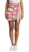 Dodo Bar Or Tasseled Striped Cotton-gauze Wrap Mini Skirt In Red Pink