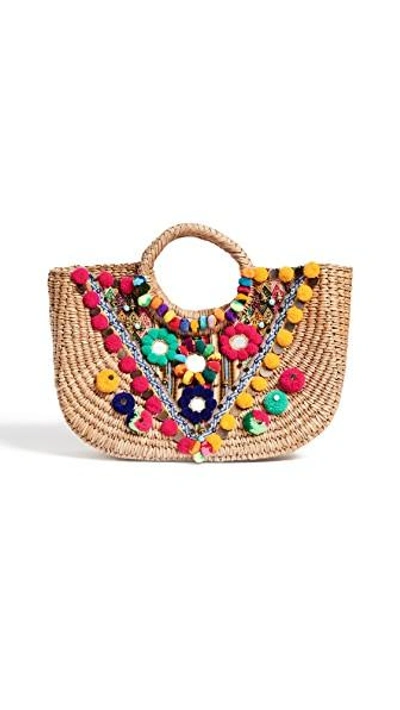 Pitusa Embellished Basket Tote In Multi