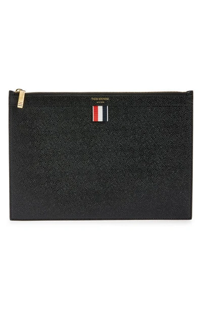 Thom Browne Small Zipper Tablet Holder In Black