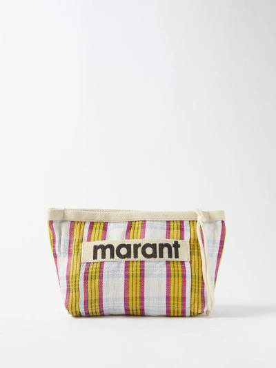 Isabel Marant Powden Logo-patch Check Pouch In Pink Multi