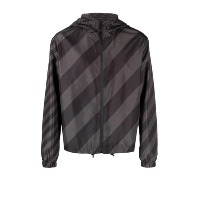 Fendi X K-way Reversible Ff Logo Windbreaker Jacket In Black