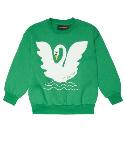 Mini Rodini Kids' Green Swan Cotton Sweatshirt