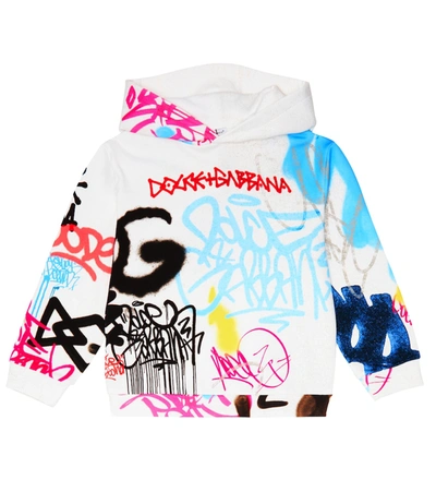 Dolce & Gabbana Kids' Jersey Hoodie With Graffiti Print In Multicolor