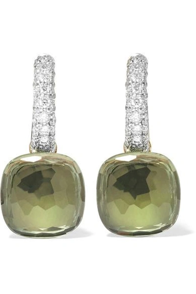 Pomellato Nudo 18-karat White Gold, Prasiolite And Diamond Earrings