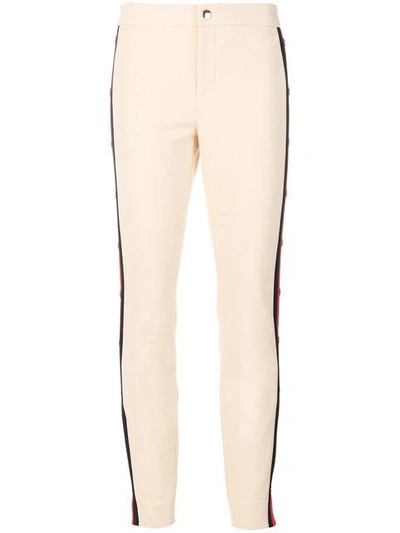 Gucci Side Striped Slim Trousers In Neutrals