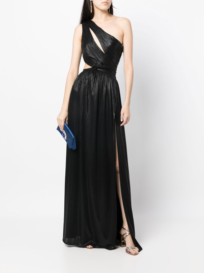 Retroféte Jolene One-shoulder Lame Gown In Black