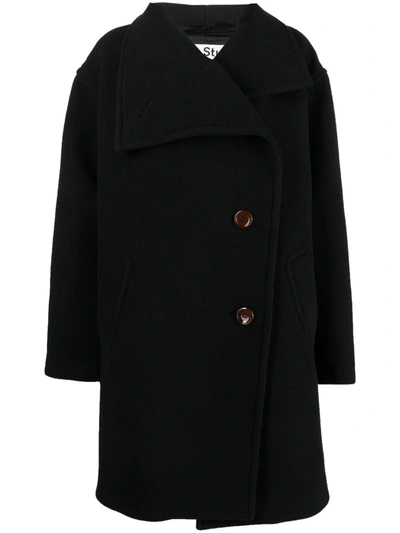 Acne Studios Oschelle Boiled Wool Blend Overcoat In Black