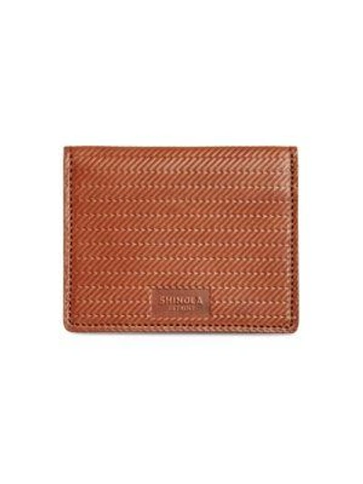 Shinola Leather Card Case In Bourbon