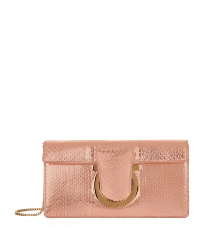 Ferragamo Thalia Leather Clutch Bag In Pink
