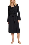 Barefoot Dreams Notched-collar Washed Satin Robe In Black