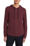 Vince Pima Cotton Mouliné Thermal Hoodie In Vermillion Black