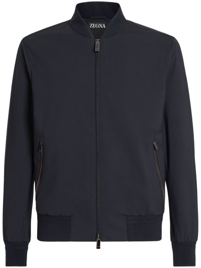 Zegna Wool Trofeo Elements Bomber Jacket In Nvy Sld