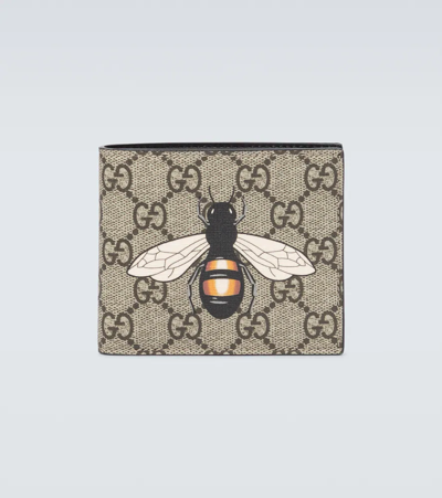 Gucci Gg Supreme Bee-print Bi-fold Wallet In Brown Multi