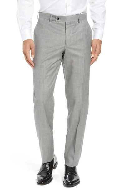 Ted Baker Jefferson Flat Front Wool Dress Pants In Light Grey