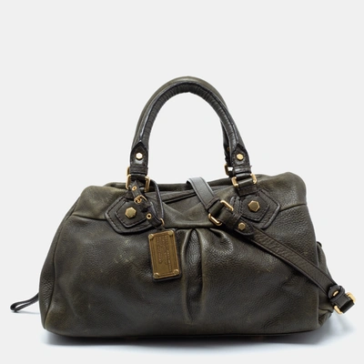 Pre-owned Marc By Marc Jacobs Green Leather Zip Satchel