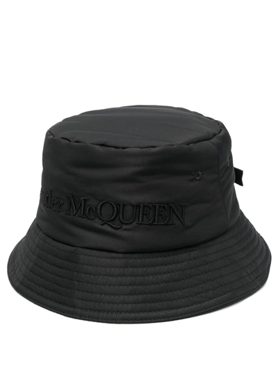 Alexander Mcqueen Logo-embroidered Bucket Hat In Black