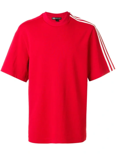 Y-3 X Adidas Stripe Crewneck T-shirt In Red