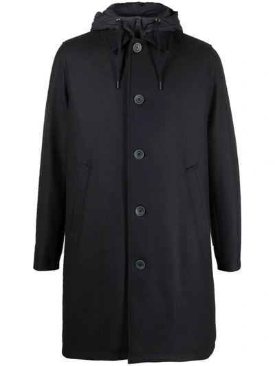 Herno Single-breasted Wool Coat In Blue