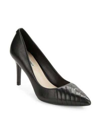Karl Lagerfeld Women's Roulle Point Toe Leather Pumps In Black
