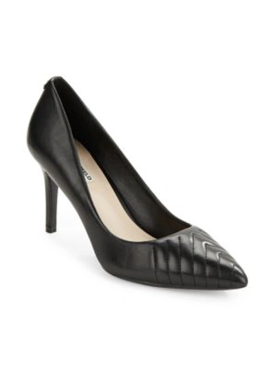 Karl Lagerfeld Women's Roulle Textured Leather Pumps In Black