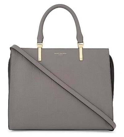 Kurt Geiger Emma Grained Leather Tote In Grey