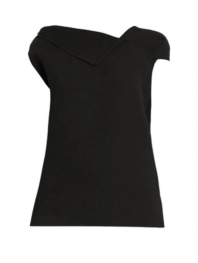Roland Mouret Raywell Asymmetric Wool-crepe Top In Black