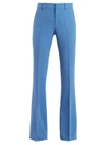 Gucci - High Rise Flared Stretch Crepe Cady Trousers - Womens - Blue