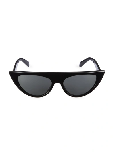 Celine 56mm Flat-top Geometric Sunglasses In Shiny Black / Smoke