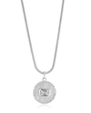 Luv Aj Le Signe Cubic Zirconia Ridged Disc Pendant Necklace In 14k Gold Plated, 16-18 In Silver