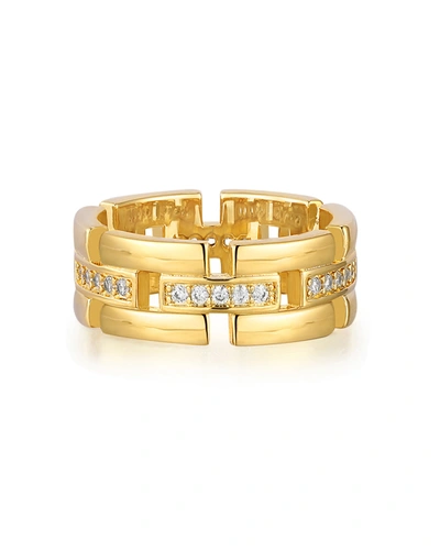 Luv Aj Rossi Pave Cigar Ring In 14k Gold Plated