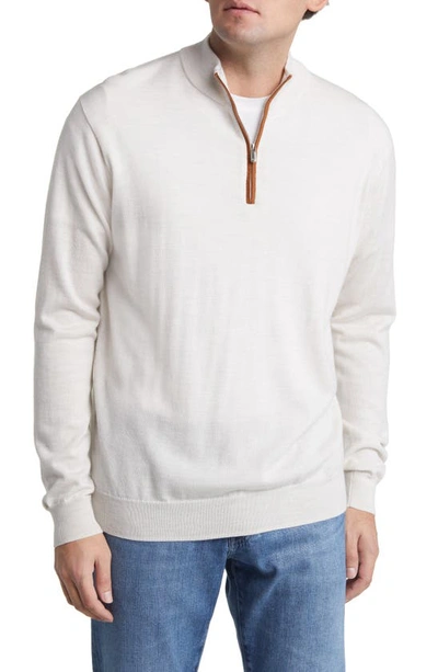 Peter Millar Autumn Crest Wool Blend Quarter Zip Pullover In Ivory