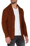 Liverpool Los Angeles Fisherman Cable Shawl Cardigan Sweater In Caramel