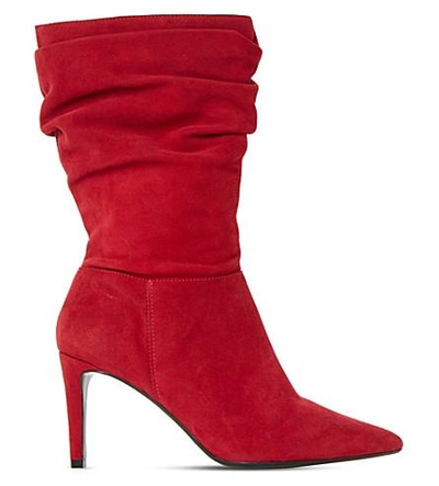 Dune Reenie Suede Calf Boots In Red-suede