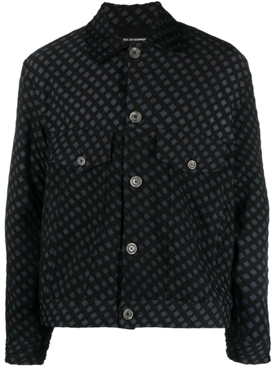 Song For The Mute Check-pattern Shirt Jacket In Black