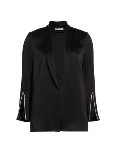 Alice And Olivia Jace Embellished Shawl-collar Oversized Blazer In Black