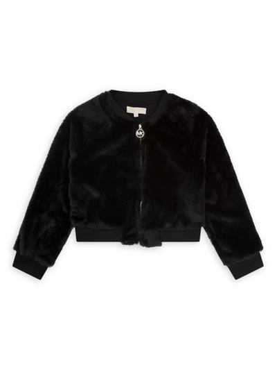 Michael Michael Kors Kids' Little Girl's & Girl's Logo Faux Fur Jacket In Black