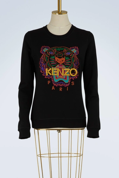 Kenzo Tiger Sweatshirt In Black/christmas Light Brushed