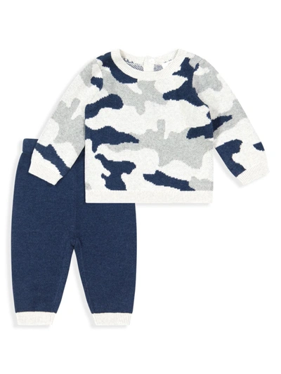 Miniclasix Baby Boy's Camouflage Sweater & Pants Set In Navy