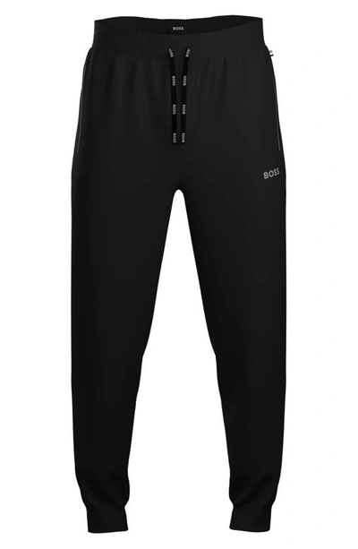 Hugo Boss Mix & Match Cotton Blend Logo Print Joggers Regular Fit In Black