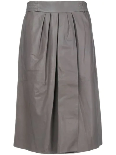 Agnona Superfine Nappa Leather Volume Wrap Skirt In Grey