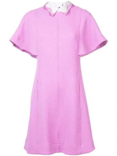 Lela Rose Lace-trimmed Wool-blend Cady Mini Dress In Pink