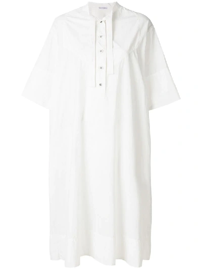 Tomas Maier Airy Poplin Cotton Shirt Dress In White