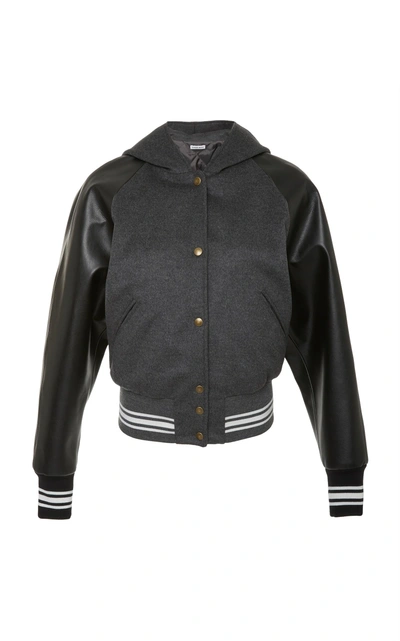 Tomas Maier Felted Cashwool Varsity Jacket In Grey